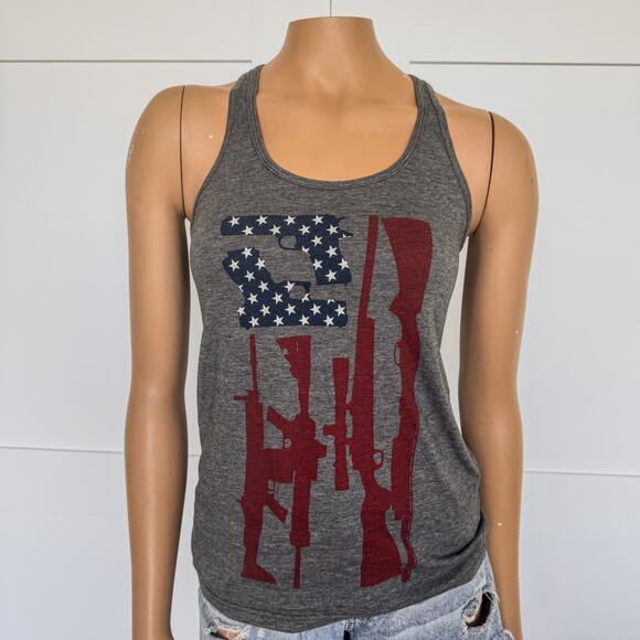 ART 15 Clothing, American Flag/Fire Arm Theme Women’s Tank-Size S/M-Patriotic - Picture 2 of 7